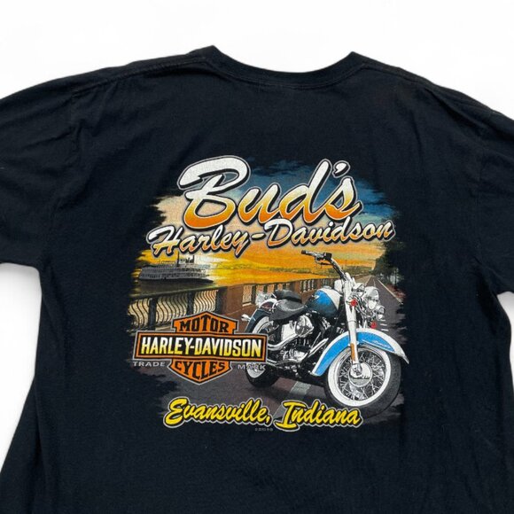 Harley Davidson Bud's Indiana Dealer Motorcycle Biker T-Shirt Men's XL - Picture 4 of 7